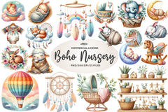 Boho Nursery Baby Clipart Bundle 1 - CraftNest - Digital Crafting and Art