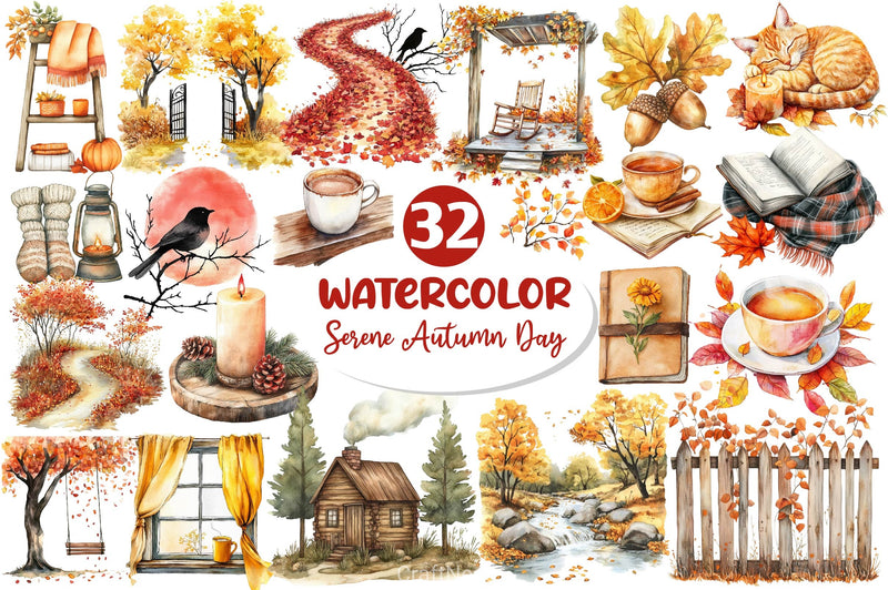 Serene Autumn Day Clipart Bundle 4 - CraftNest - Digital Crafting and Art