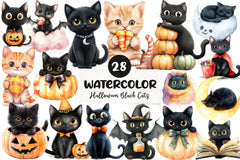 Cute Halloween Black Cats Clipart Bundle - CraftNest - Digital Crafting and Art