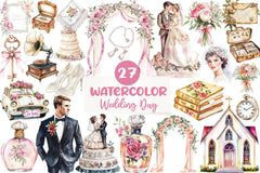 Retro Wedding Day Clipart Bundle - CraftNest - Digital Crafting and Art