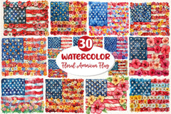 Floral American Flag Clipart Bundle - CraftNest - Digital Crafting and Art