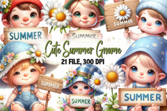 Cute Summer Gnome Clipart Bundle - CraftNest - Digital Crafting and Art