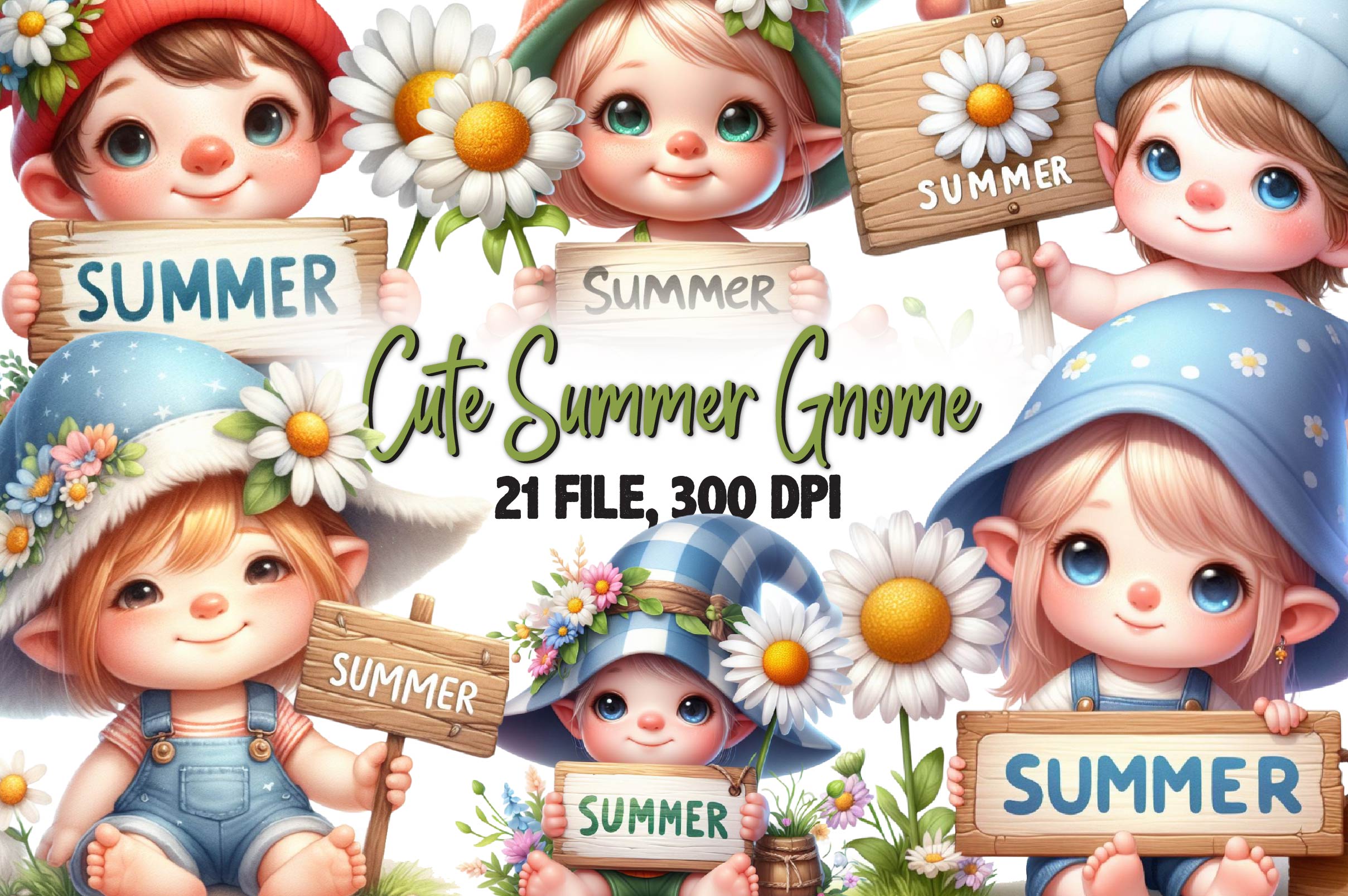 Cute Summer Gnome Clipart Bundle - CraftNest - Digital Crafting and Art