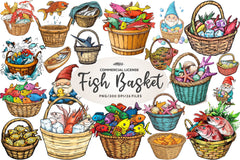 Summer Fish Basket Clipart Bundle - CraftNest - Digital Crafting and Art