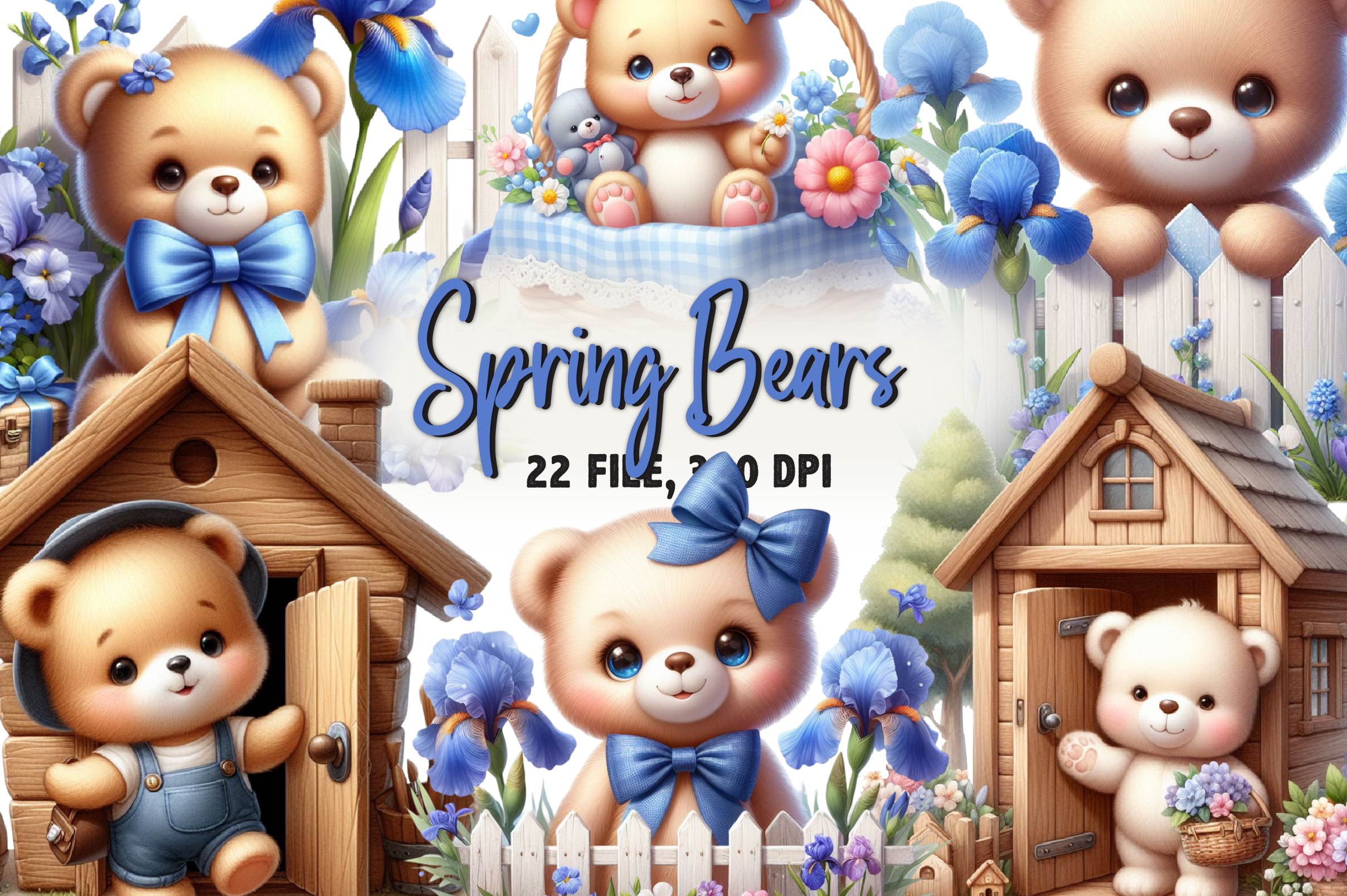 Teddy Bears Spring Clipart Bundle - CraftNest - Digital Crafting and Art