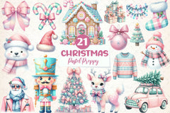 Pastel Preppy Christmas Clipart Bundle - CraftNest - Digital Crafting and Art