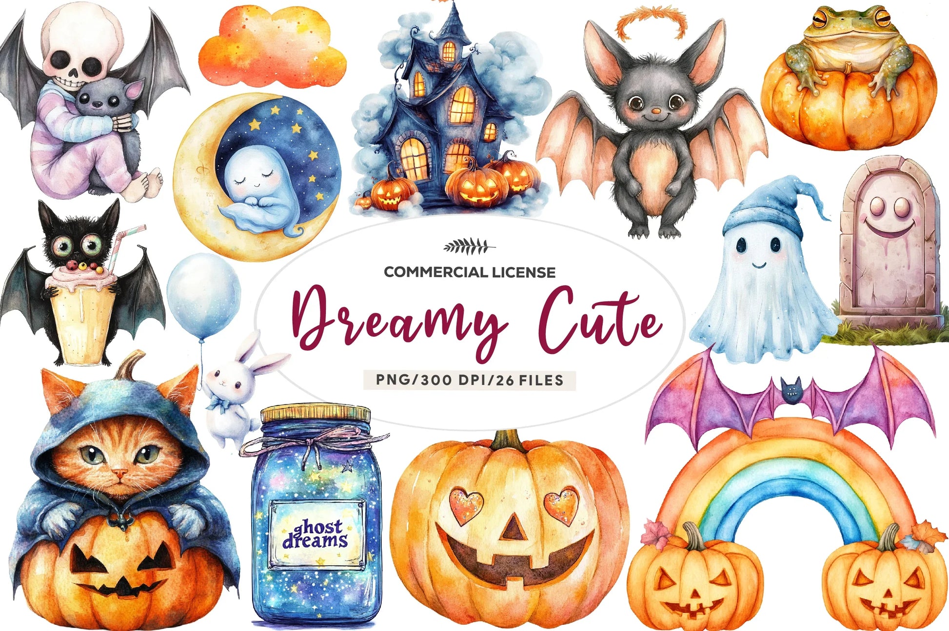 Dreamy Cute Halloween Clipart Bundle - CraftNest - Digital Crafting and Art