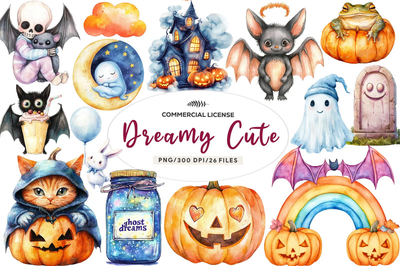 Dreamy Cute Halloween Clipart Bundle - CraftNest - Digital Crafting and Art