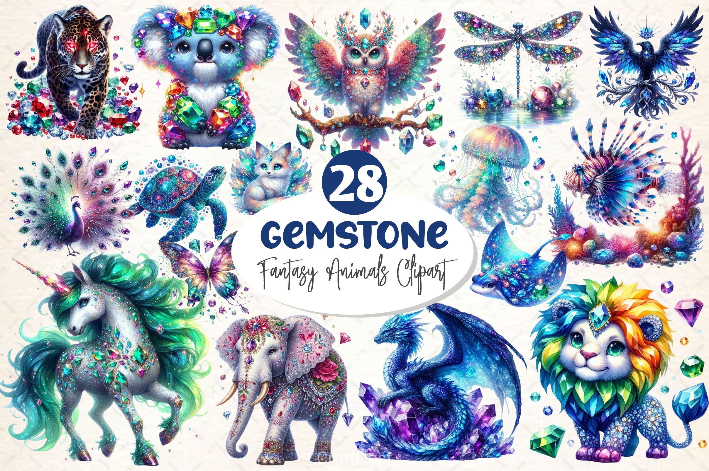 Gemstone Fantasy Animals Clipart Bundle - CraftNest - Digital Crafting and Art