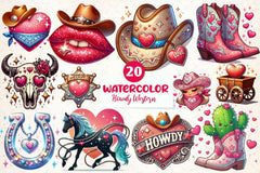 Retro Howdy Western Valentine's Day Clipart Bundle - CraftNest - Digital Crafting and Art