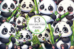 Adorable Cute Panda Clipart Bundle - CraftNest - Digital Crafting and Art