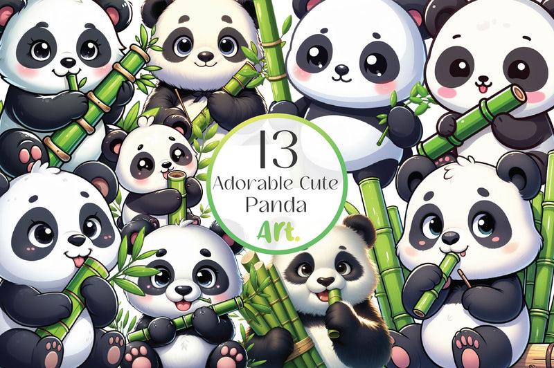 Adorable Cute Panda Clipart Bundle - CraftNest - Digital Crafting and Art