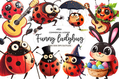 Quirky Funny Ladybug Clipart Bundle - CraftNest - Digital Crafting and Art