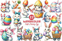 Easter Bunny With Egg Clipart Bundle - CraftNest - Digital Crafting and Art