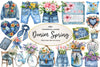 Vintage Denim Spring Clipart Bundle