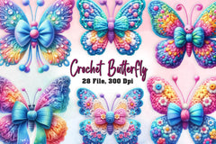 Crochet Butterfly Clipart Bundle 2 - CraftNest - Digital Crafting and Art