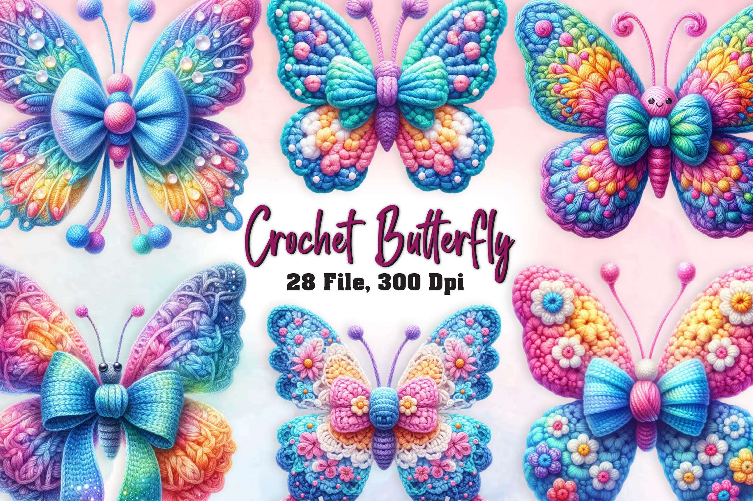 Crochet Butterfly Clipart Bundle 2 - CraftNest - Digital Crafting and Art