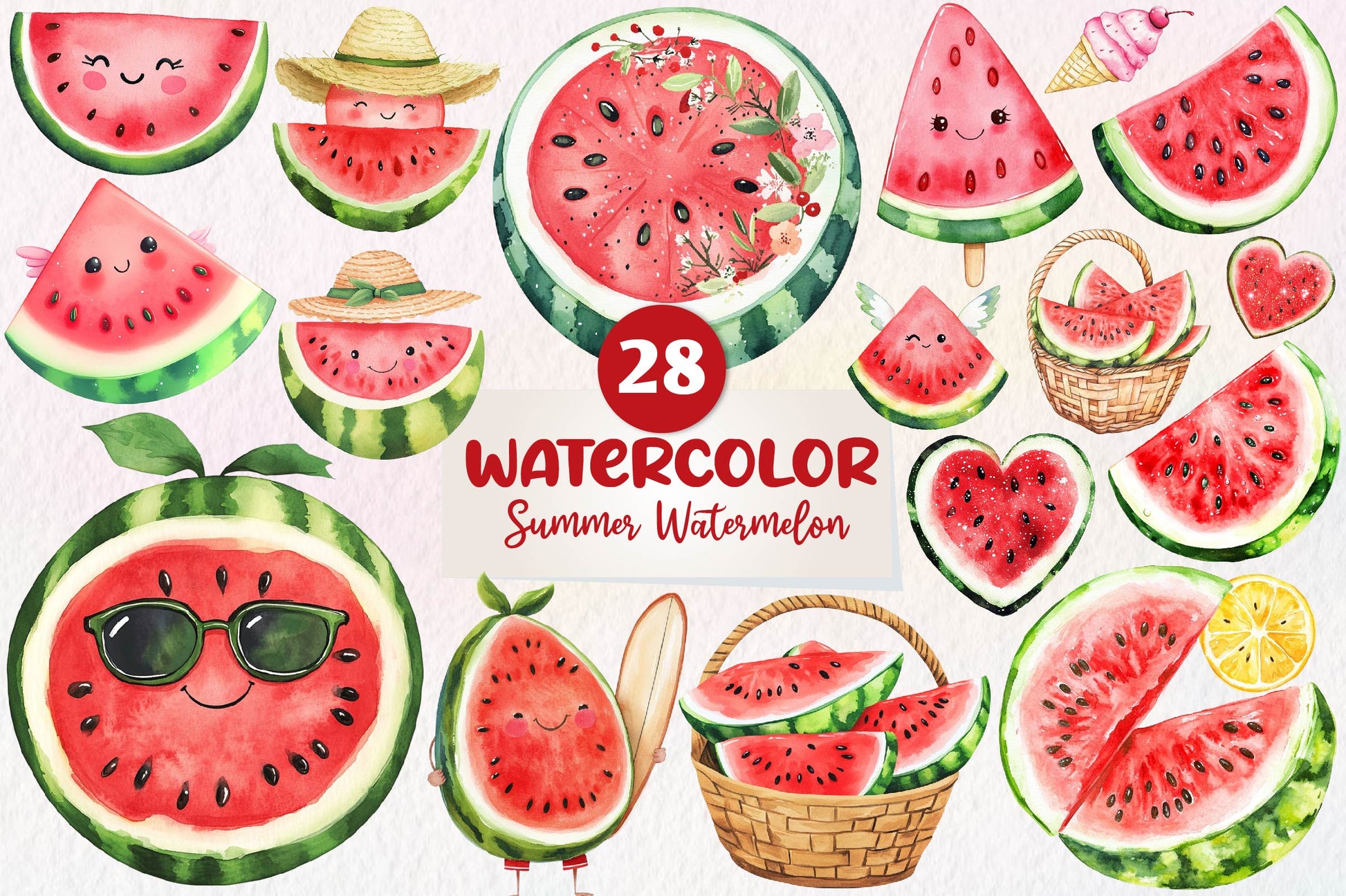 Summer Watermelon Clipart Bundle 1 - CraftNest - Digital Crafting and Art