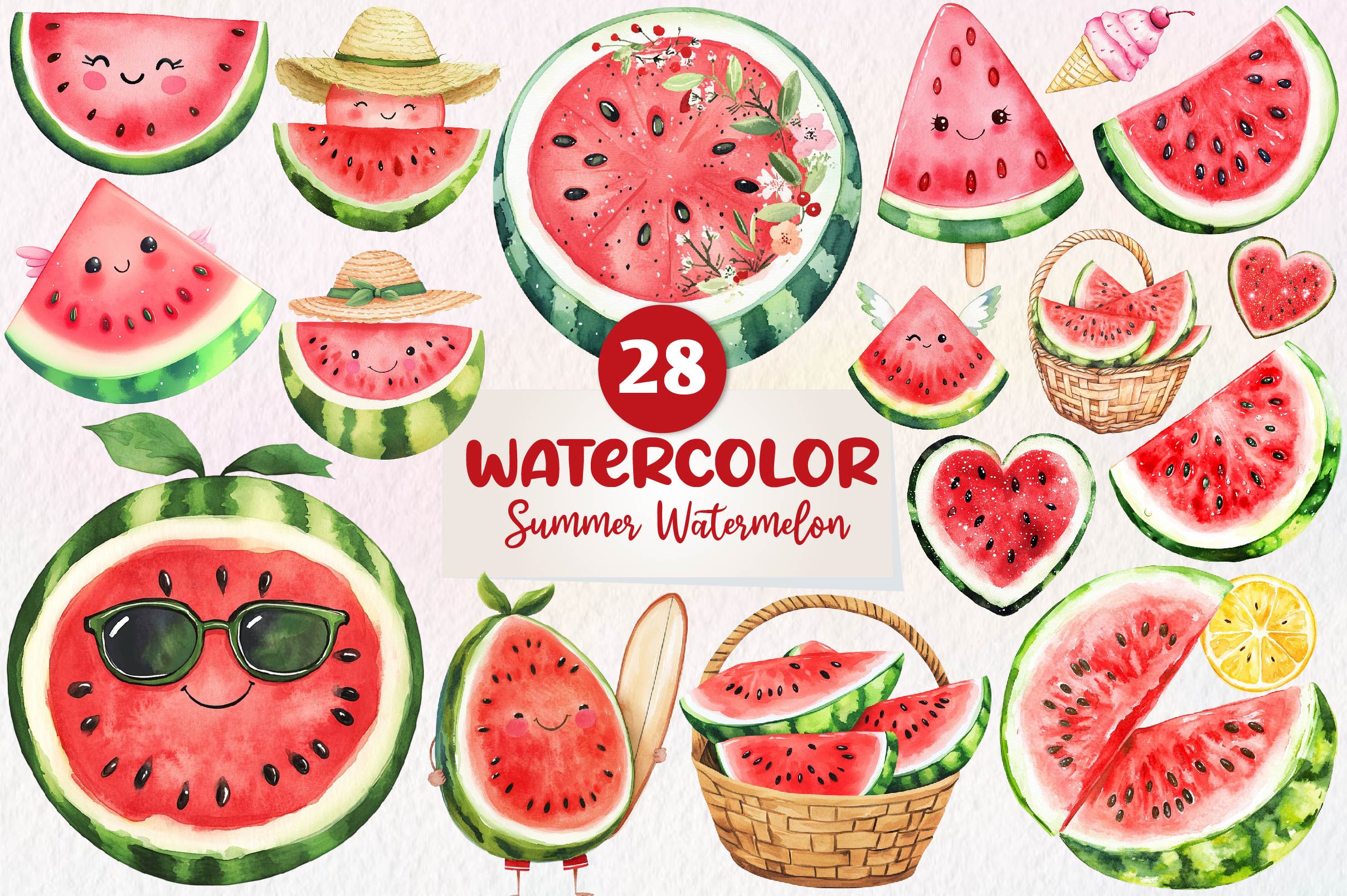 Summer Watermelon Clipart Bundle 1 - CraftNest - Digital Crafting and Art