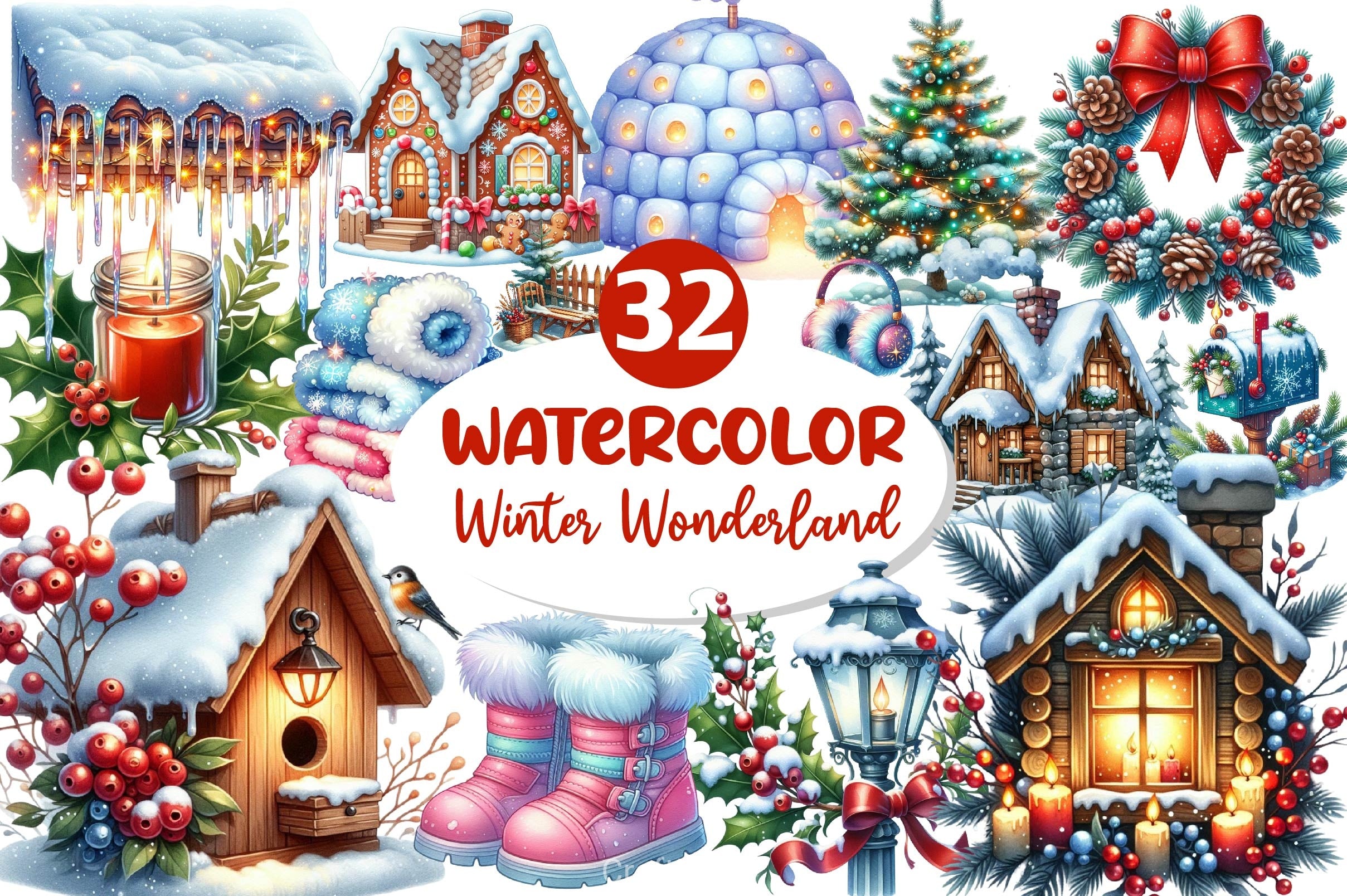 Cozy Winter Wonderland Collection Clipart Bundle - CraftNest - Digital Crafting and Art
