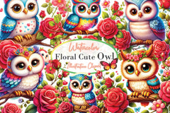 Floral Cute Owl Clipart Bundle - CraftNest - Digital Crafting and Art