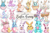 Cute Pastel Easter Bunny Clipart Bundle