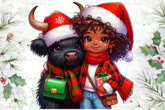 African American Christmas Girl Clipart Bundle 4 - CraftNest - Digital Crafting and Art