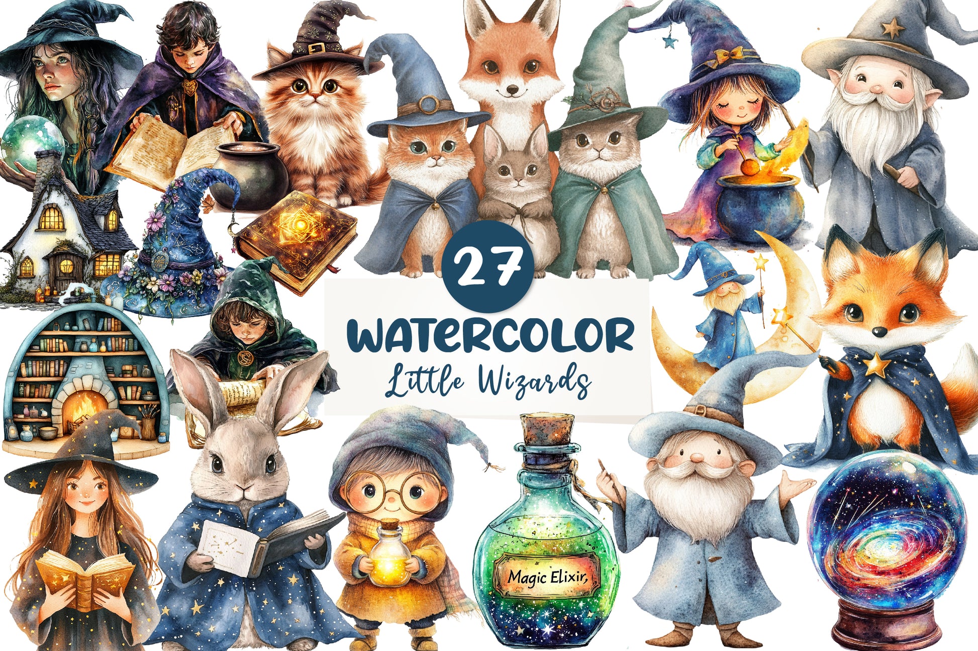 Enchanted Little Wizards Clipart Bundle - CraftNest - Digital Crafting and Art