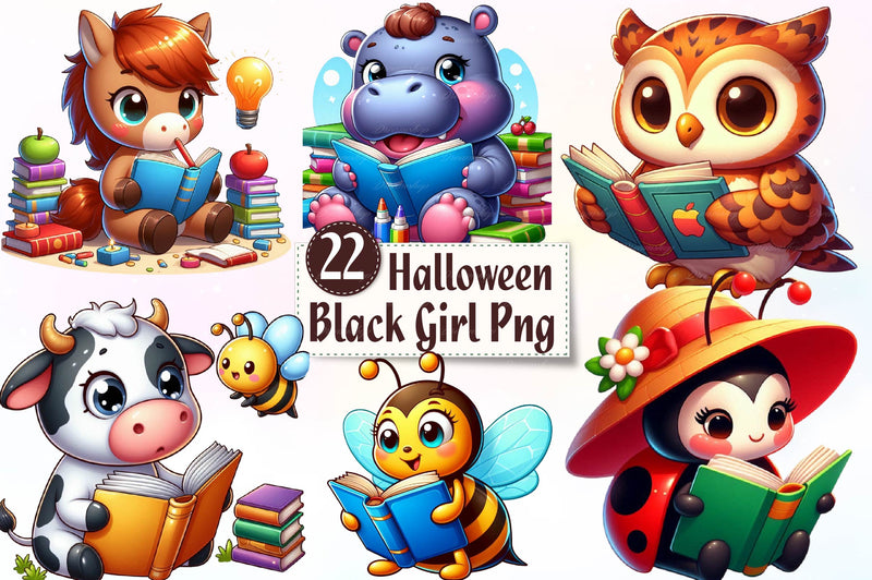 Cute Animals Reading A Book Clipart Bundle - CraftNest - Digital Crafting and Art