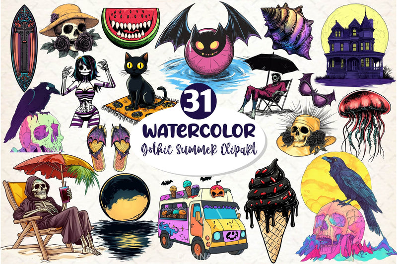 Gothic Summer Clipart Bundle 4 - CraftNest - Digital Crafting and Art