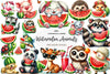 Summer Animals Enjoy Watermelon Clipart Bundle 1