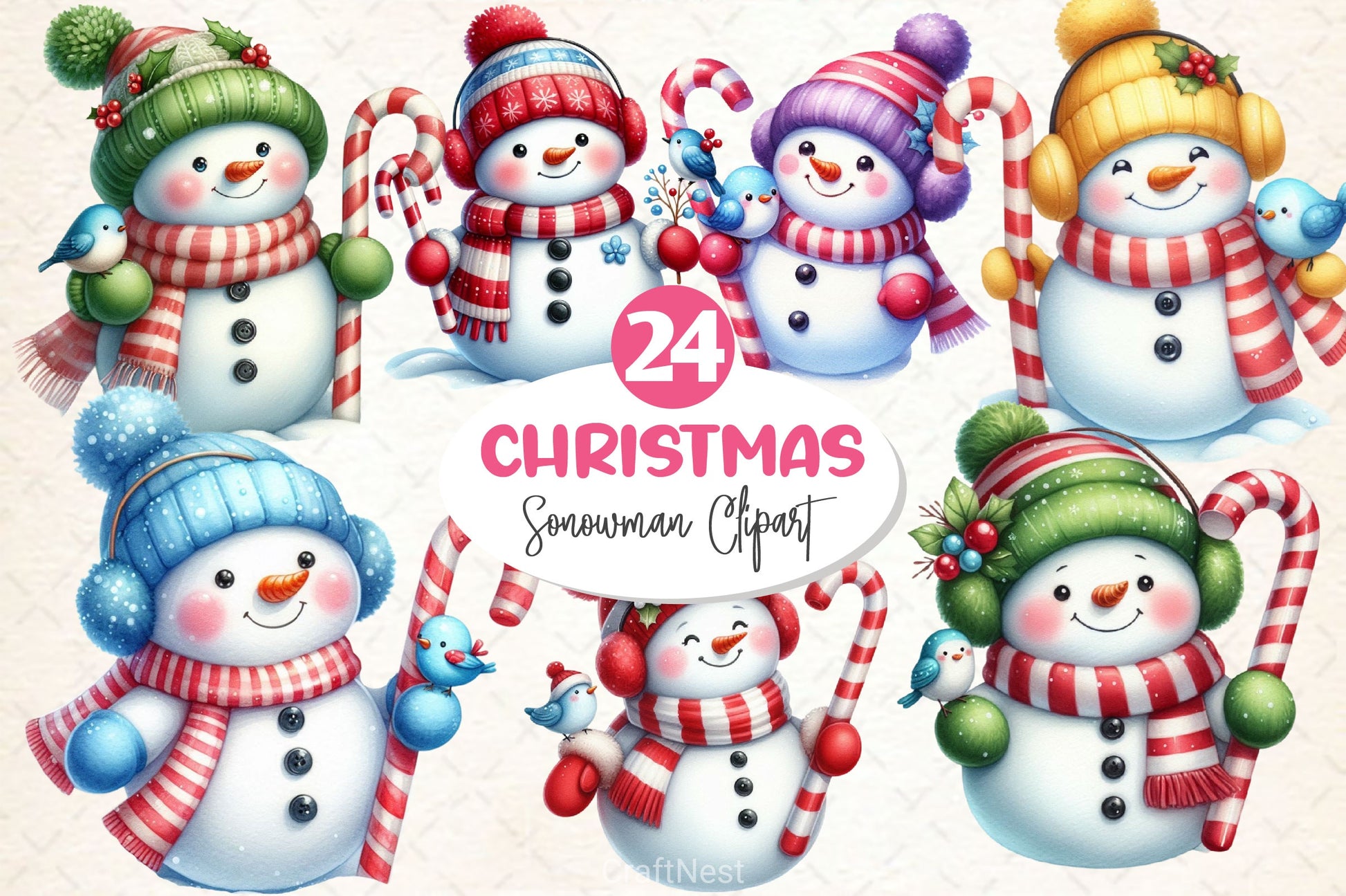 Cute Snowman Clipart Bundle 4 - CraftNest - Digital Crafting and Art