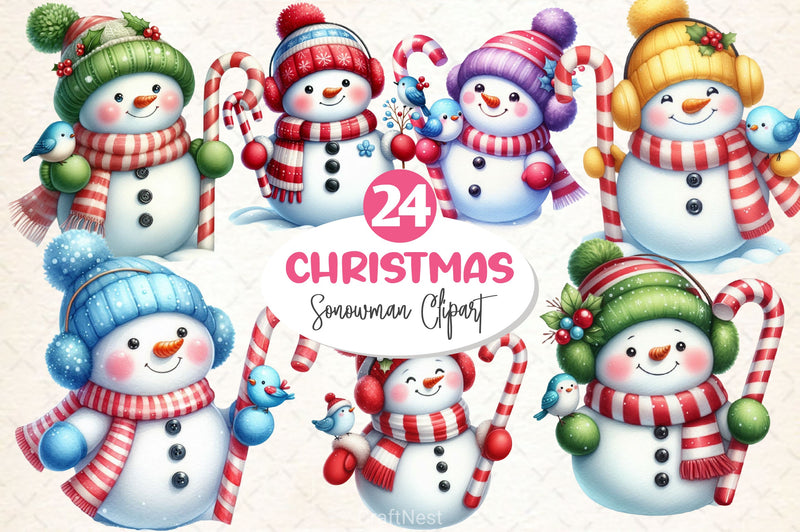 Cute Snowman Clipart Bundle 4 - CraftNest - Digital Crafting and Art