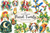 Tropical Parrot Family Clipart Bundle