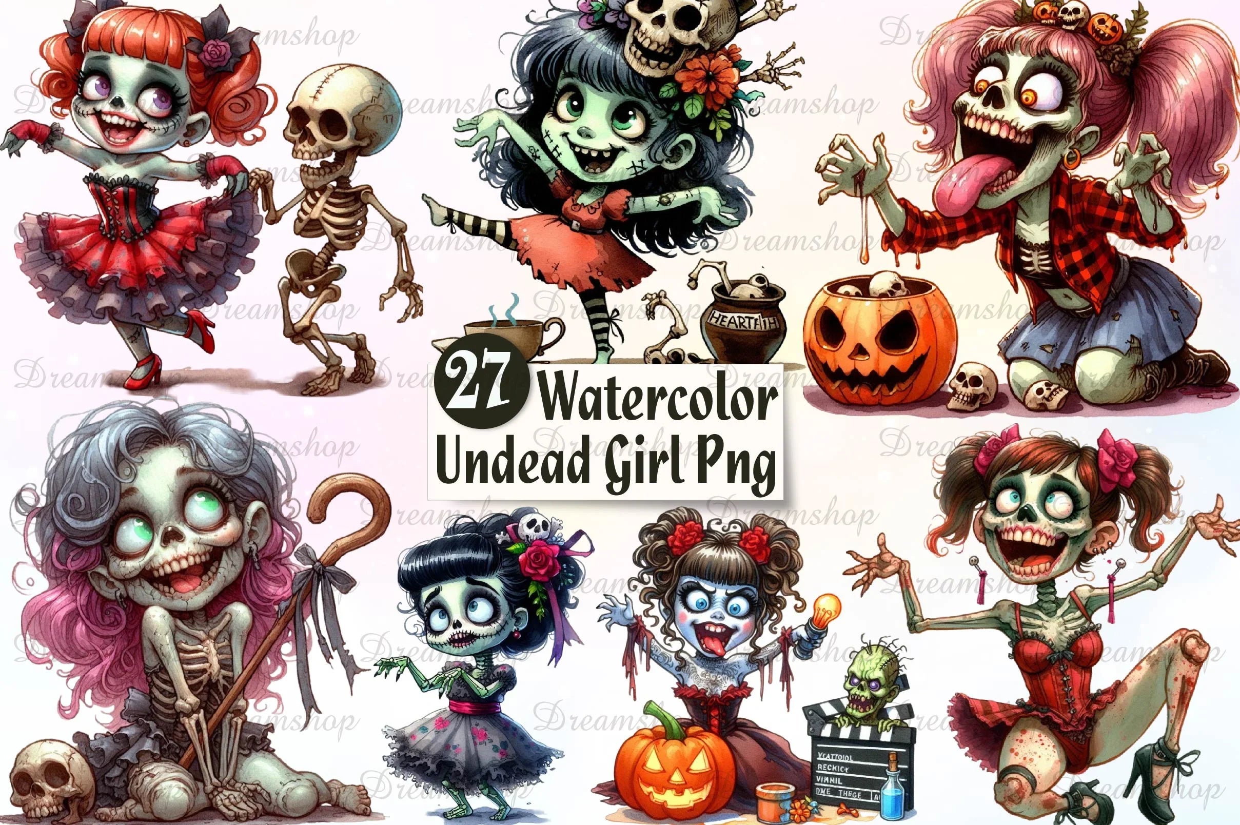 Halloween Undead Girl Clipart Bundle - CraftNest - Digital Crafting and Art