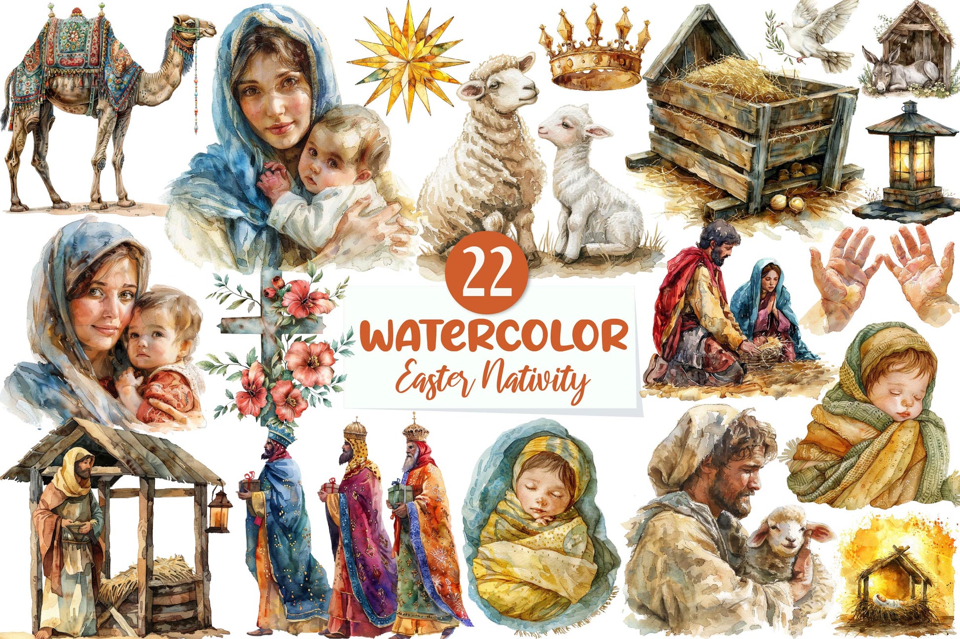 Easter Nativity Scene Clipart Bundle - CraftNest - Digital Crafting and Art