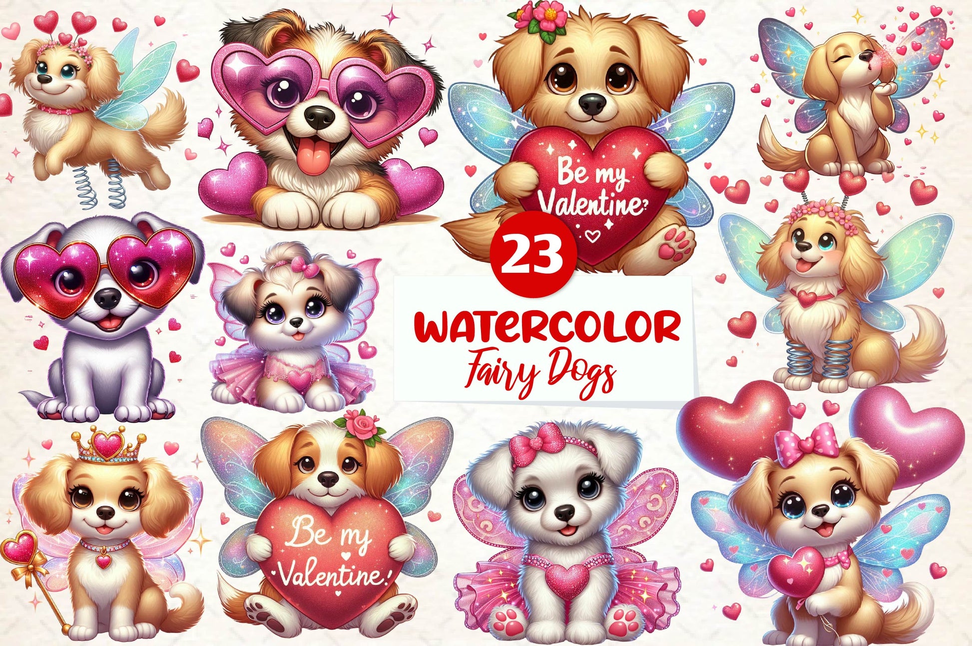 Valentine Fairy Dogs Clipart Bundle - CraftNest - Digital Crafting and Art