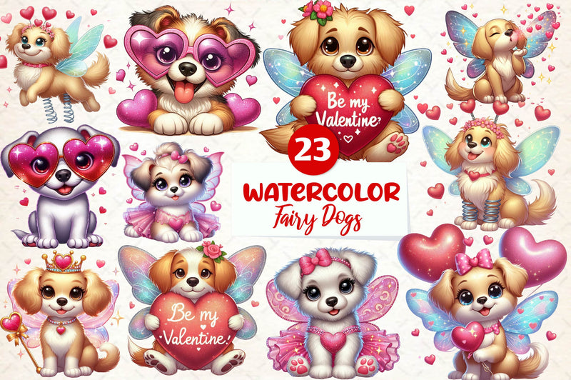 Valentine Fairy Dogs Clipart Bundle - CraftNest - Digital Crafting and Art