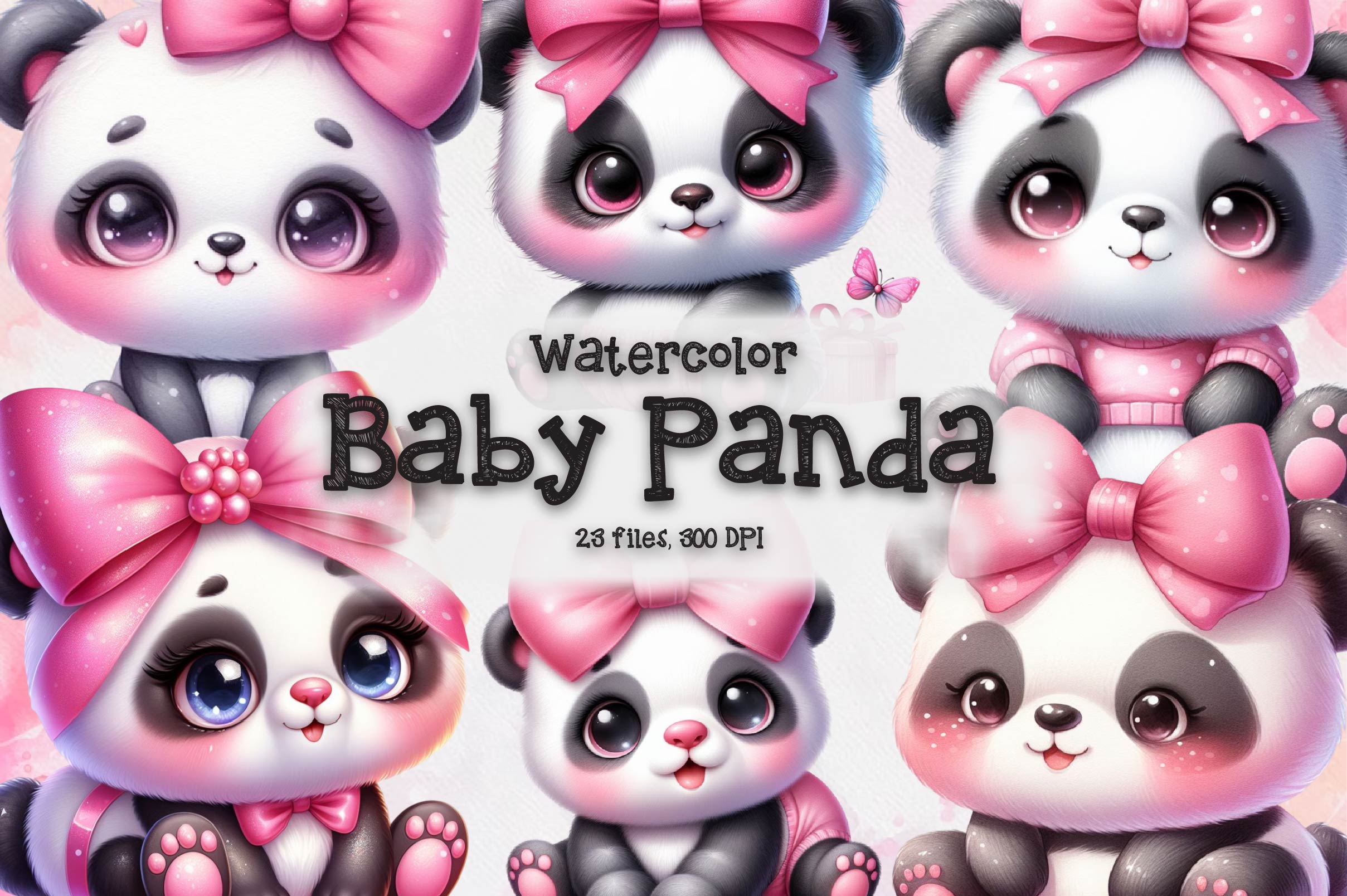 Pink Baby Panda Clipart Bundle - CraftNest - Digital Crafting and Art