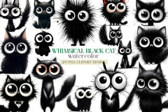 Whimsical Black Cat Clipart Bundle 2 - CraftNest - Digital Crafting and Art