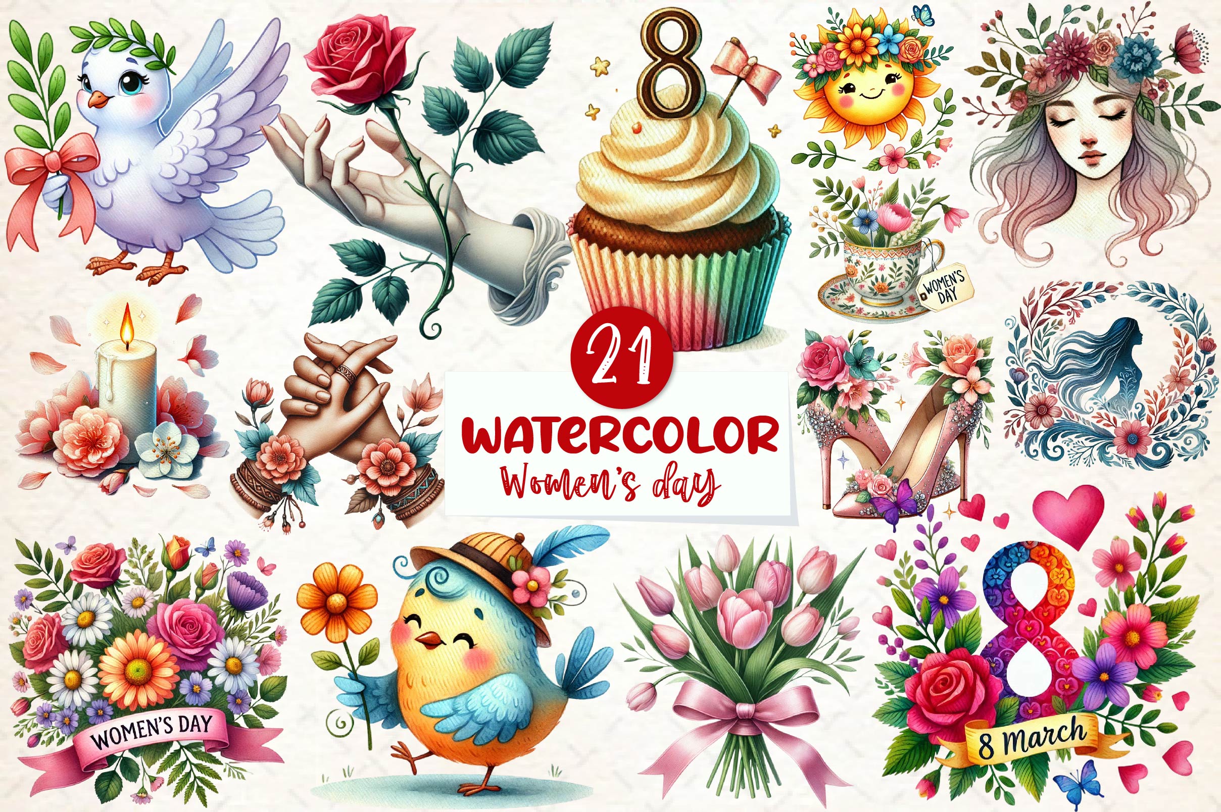 Women's Day Clipart Bundle - CraftNest - Digital Crafting and Art