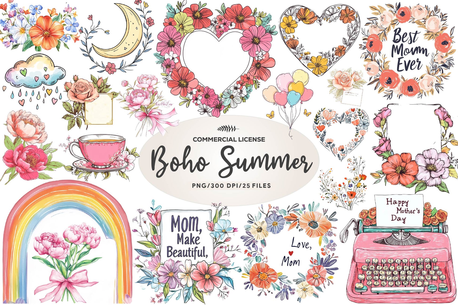 Delicate Mothers Day Card Clipart Bundle - CraftNest - Digital Crafting and Art