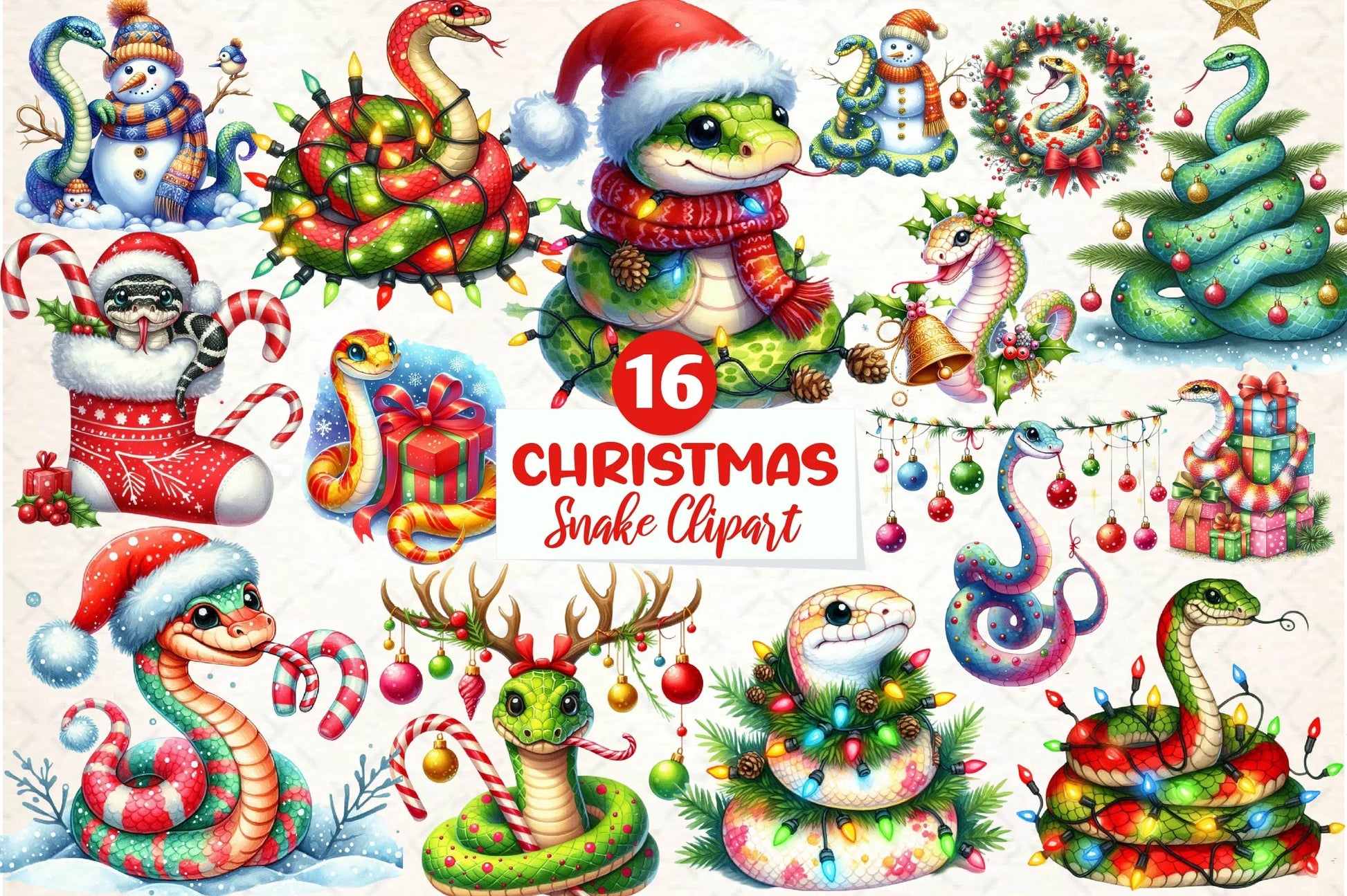 Christmas Snake Clipart Bundle - CraftNest - Digital Crafting and Art