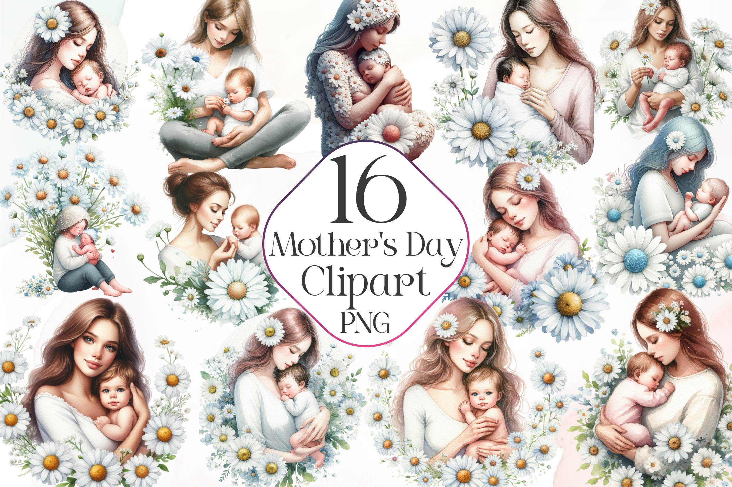 Happy Mother'S Day Floral Clipart Bundle 1 - CraftNest - Digital Crafting and Art