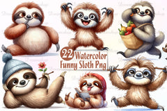 Funny Sloth Clipart Bundle - CraftNest - Digital Crafting and Art