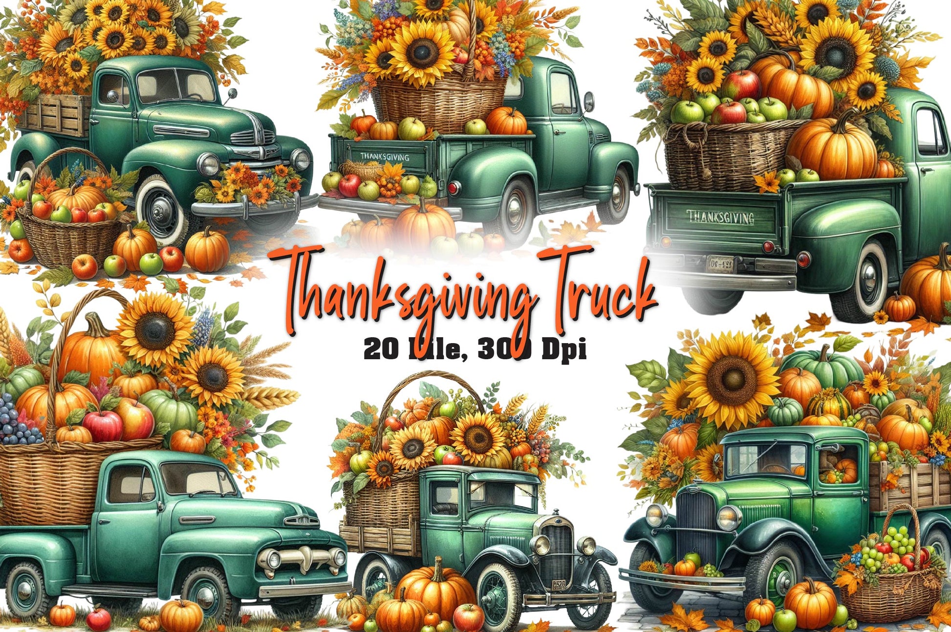 Thanksgiving Truck Clipart Bundle - CraftNest - Digital Crafting and Art