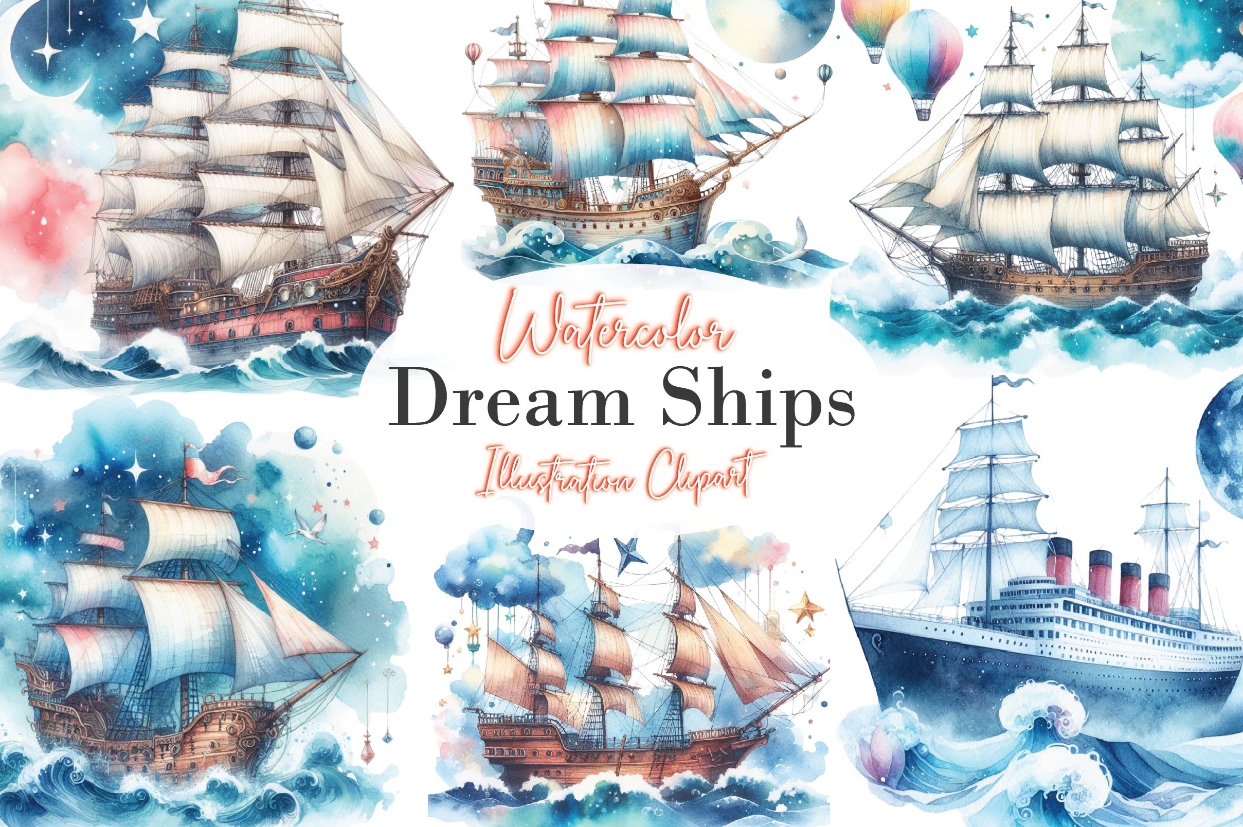 Dream Ships Clipart Bundle - CraftNest - Digital Crafting and Art