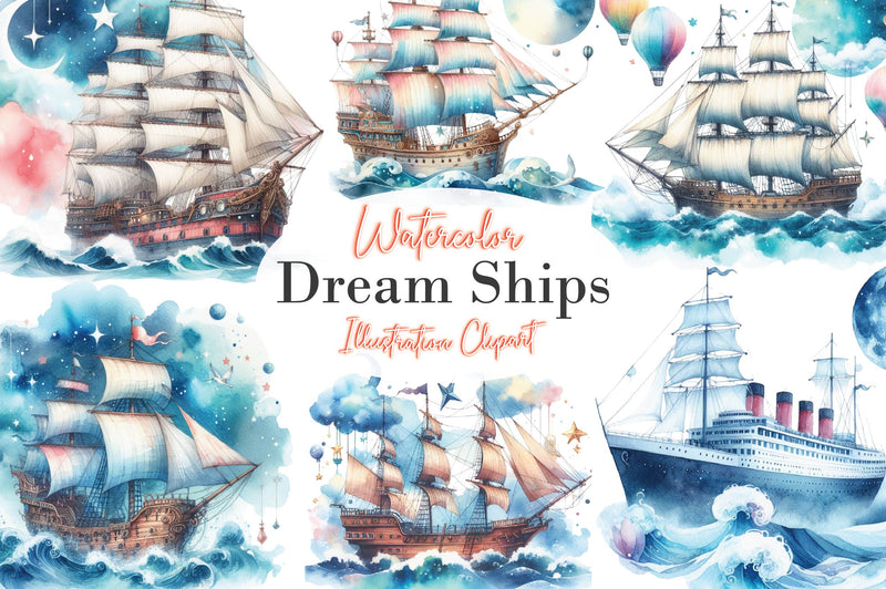 Dream Ships Clipart Bundle - CraftNest - Digital Crafting and Art