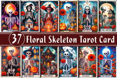 Halloween Floral Skeleton Tarot Card Clipart Bundle - CraftNest - Digital Crafting and Art