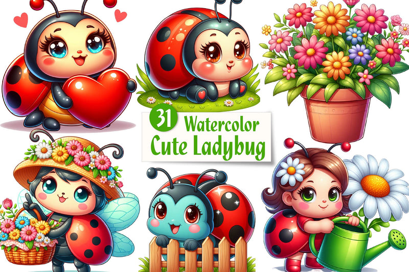 Cute Ladybug Clipart Bundle - CraftNest - Digital Crafting and Art